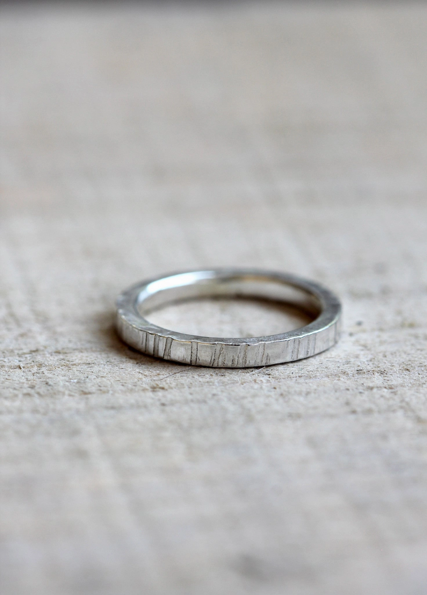 Sterling silver wood grain ring