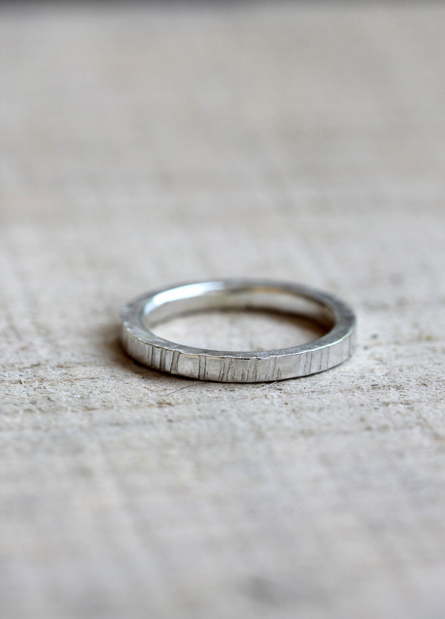 Sterling silver wood grain ring
