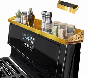 Stove top Shelf, 30" Length, Magnetic Spice Rack Over the Stove, Oven Shelf for top of Stove, Magnetic Spice Shelf, Gold Kitchen Organizers and Storage (Gold)