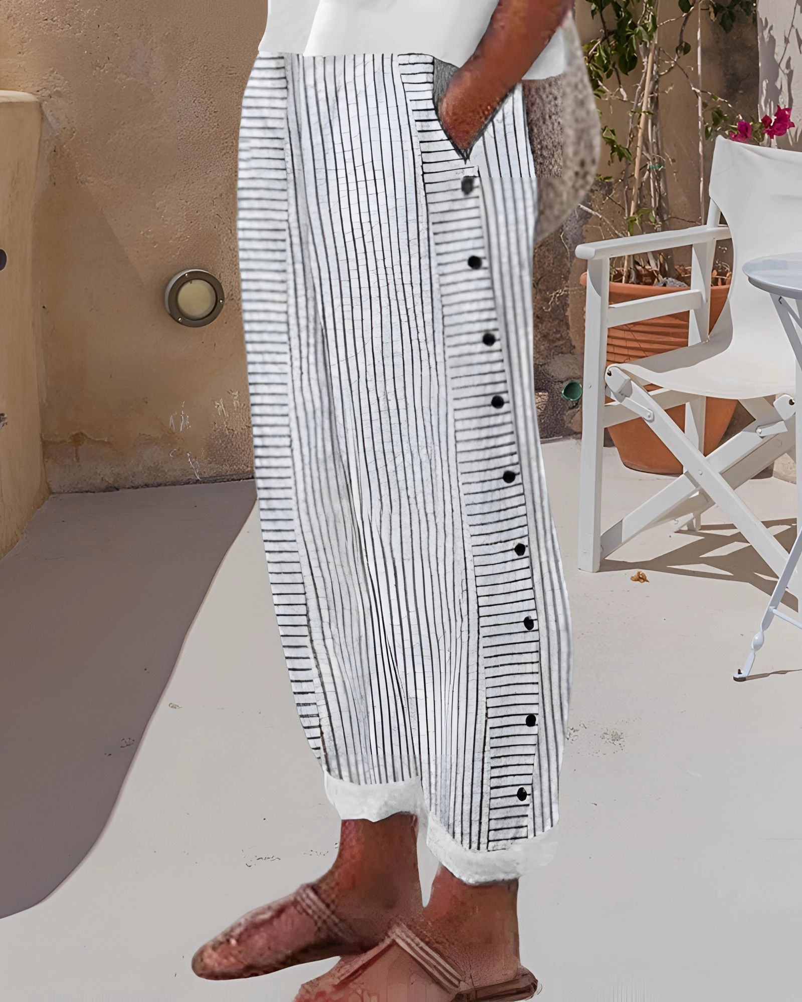 Striped Button-Up Lounge Pants | Chic Lightweight Summer Pajamas