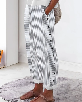 Striped Button-Up Lounge Pants | Chic Lightweight Summer Pajamas