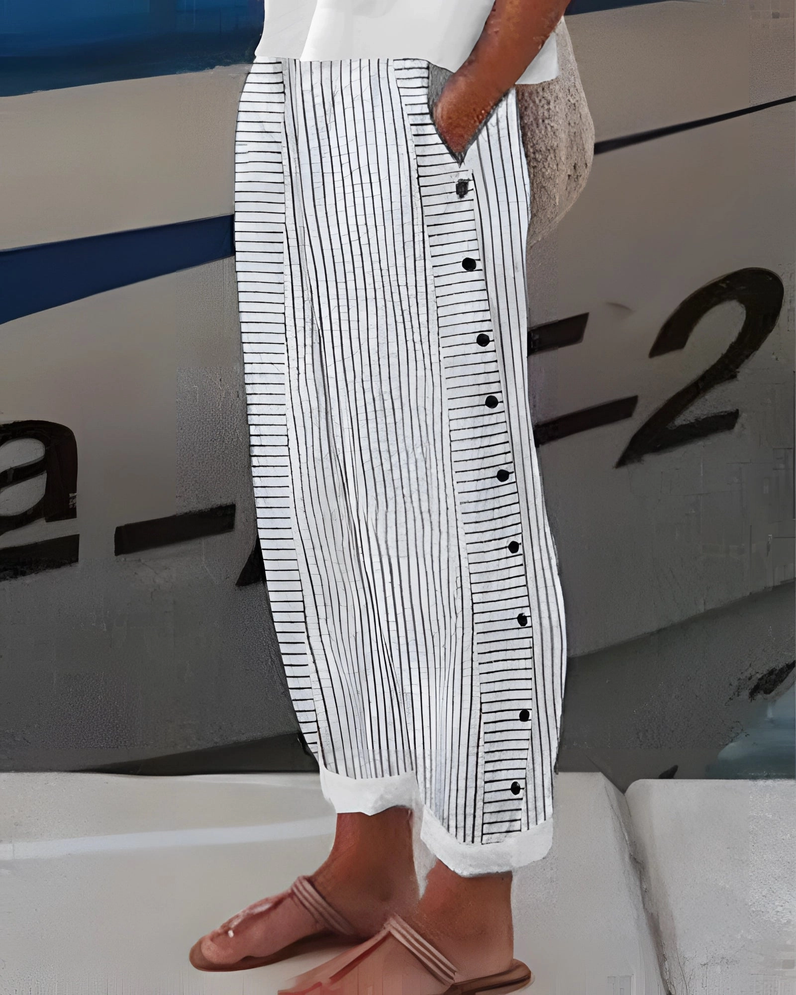 Striped Button-Up Lounge Pants | Chic Lightweight Summer Pajamas