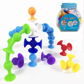 Suction Bath Toys, Big Suction Cup Toys 36 PCS, Silicone Sorting Stacking Blocks Toys - Sucker Toys for Kids,Fun Bath Toys,Preschool Educational Toddler Easter Basket Stuffers