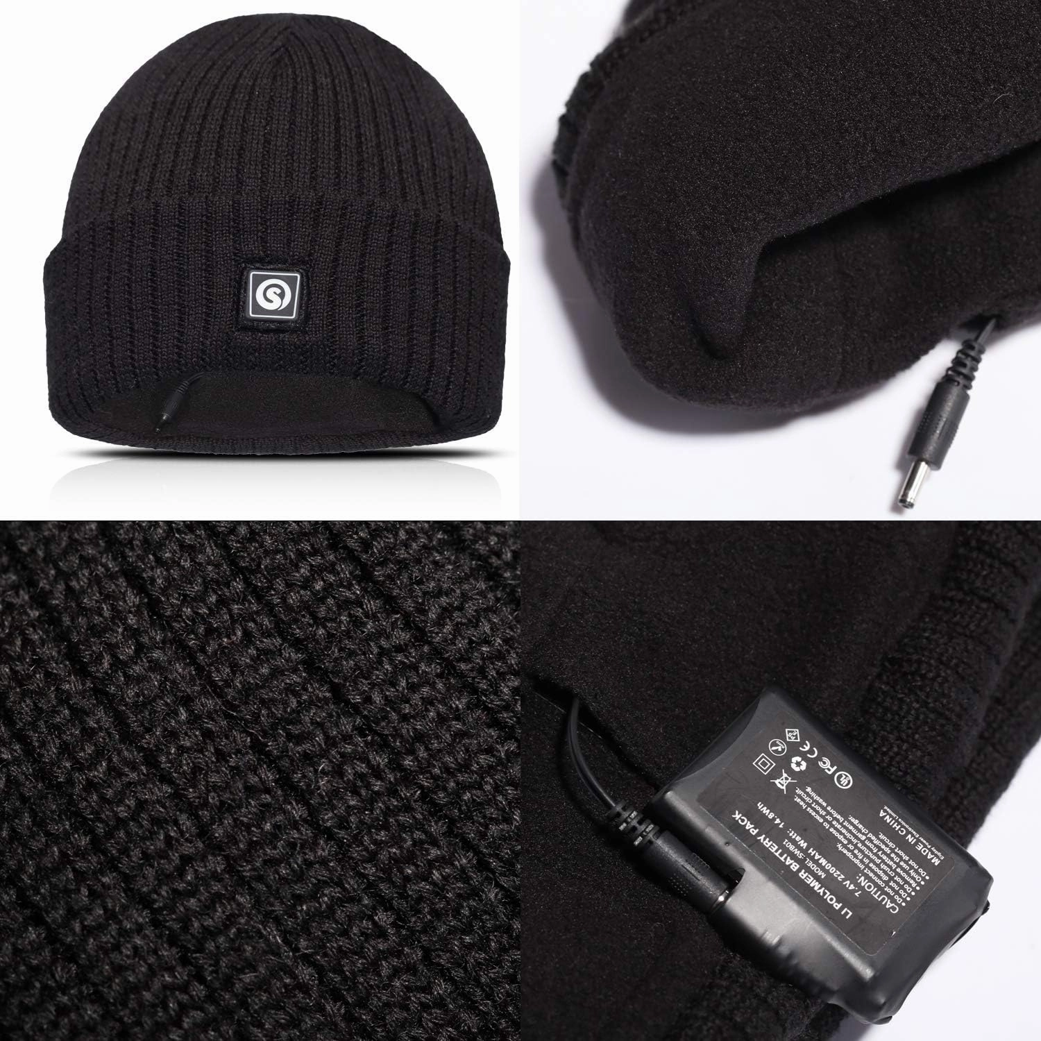 Sun Will Battery Heated Beanie Hat,Electric Rechargeable Warm Winter Heated Fleece Cap