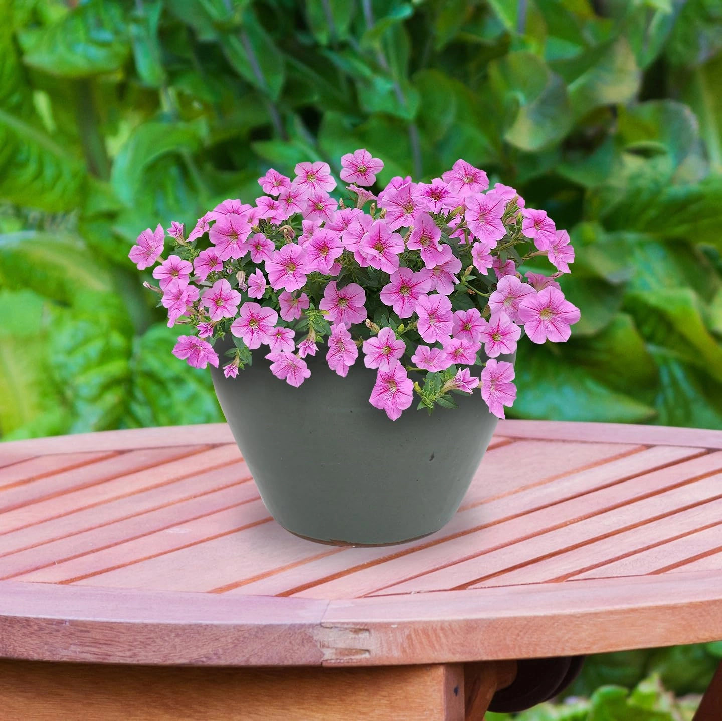 Sunnydaze 14.5" Large Ceramic Plant Pot - Round Outdoor Glazed Ceramic Planter Pot with Drainage - Gray - Chalet