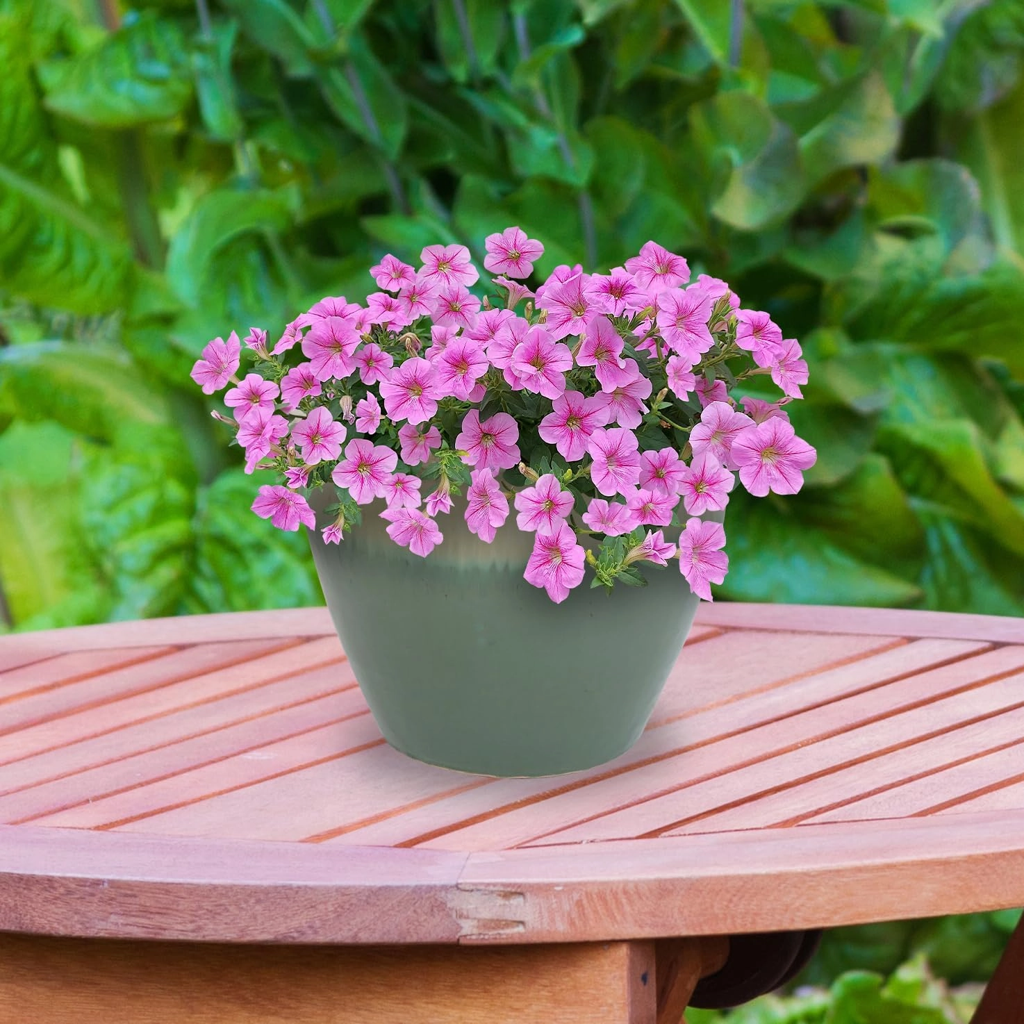 Sunnydaze 14.5" Large Ceramic Plant Pot - Round Outdoor Glazed Ceramic Planter Pot with Drainage - Seafoam - Chalet