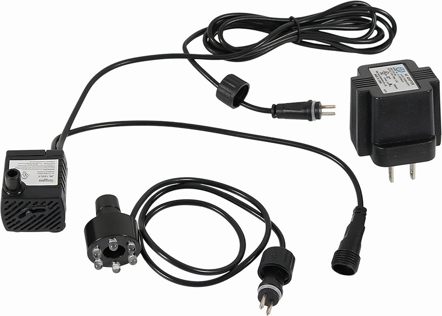 Sunnydaze 40 GPH Submersible Water Pump – 12V Small Fountain Pump with Adjustable Flow, 6-Color LED Light & Transformer for Fountains, Bird Baths, Aquariums