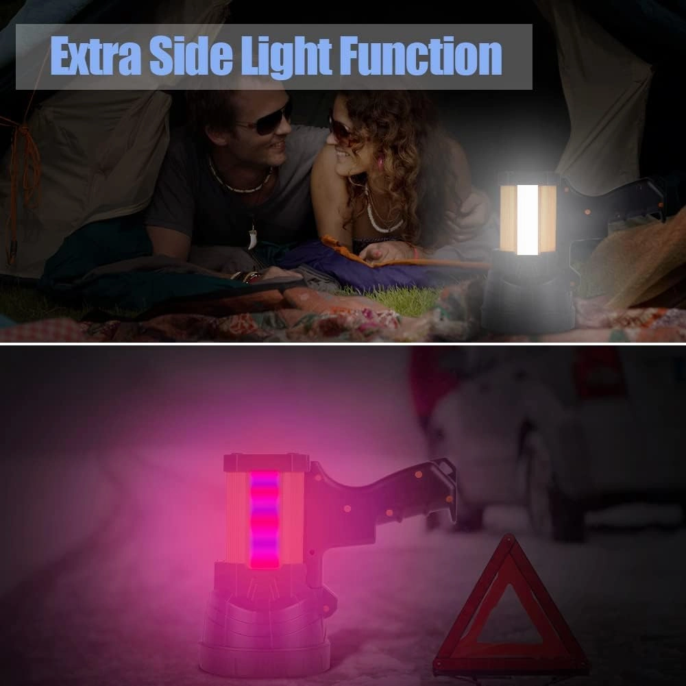 Super Bright Rechargeable Spotlight,Handheld Rechargeable LED Flashlight Ultra-Long Standby Lightweight Tactical Searchlight with USB Output Aluminium Alloy Golden Camping Light (White Light)