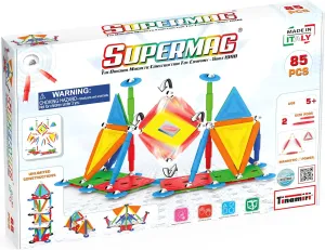 SUPERMAG - Multicolor 85 | Educational Construction Fun | 85 Piece Set | Europe-Made | STEM | Toy Magnetic Building Sets | Magnet Toys |Supermag 0658