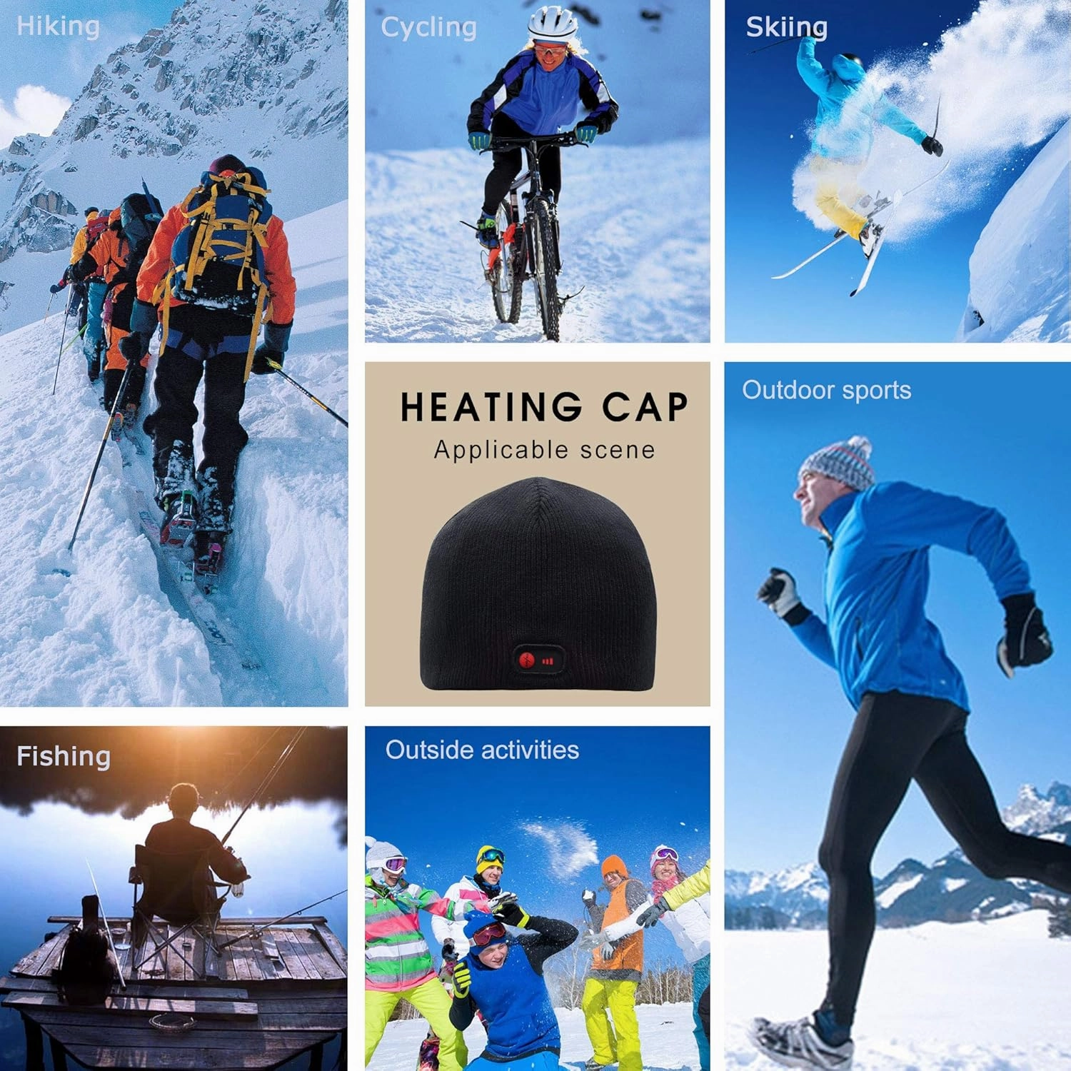 Svpro Battery Heated Beanie Hat - Rechargeable Warm Winter Cap