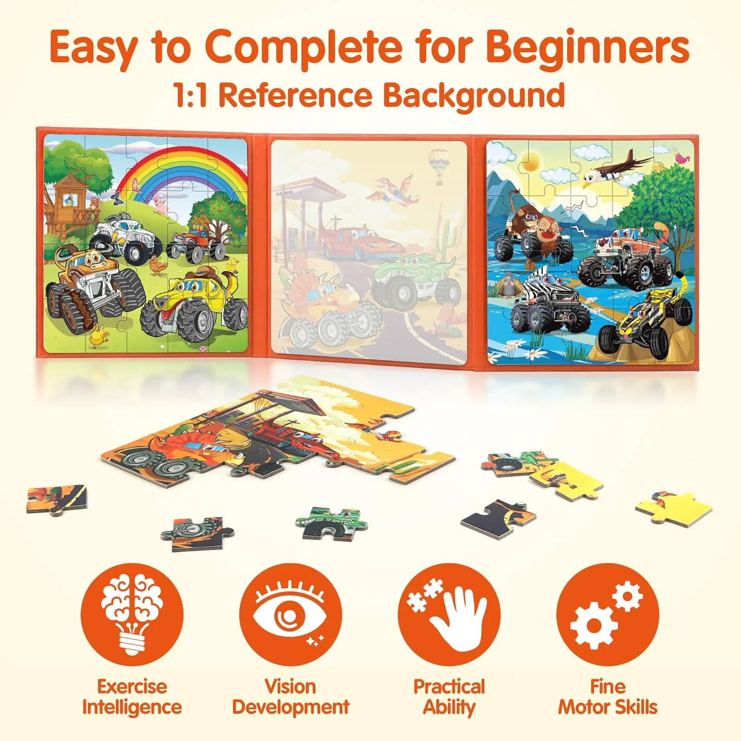 SYNARRY Magnetic Puzzles for Toddlers 3-5, 20 Pieces Travel Puzzles for Kids Ages 3-5, Car Airplane Road Trip Activities Magnet Games Toys for 3 4 5 6 Year Old Children Boys Girls Gifts