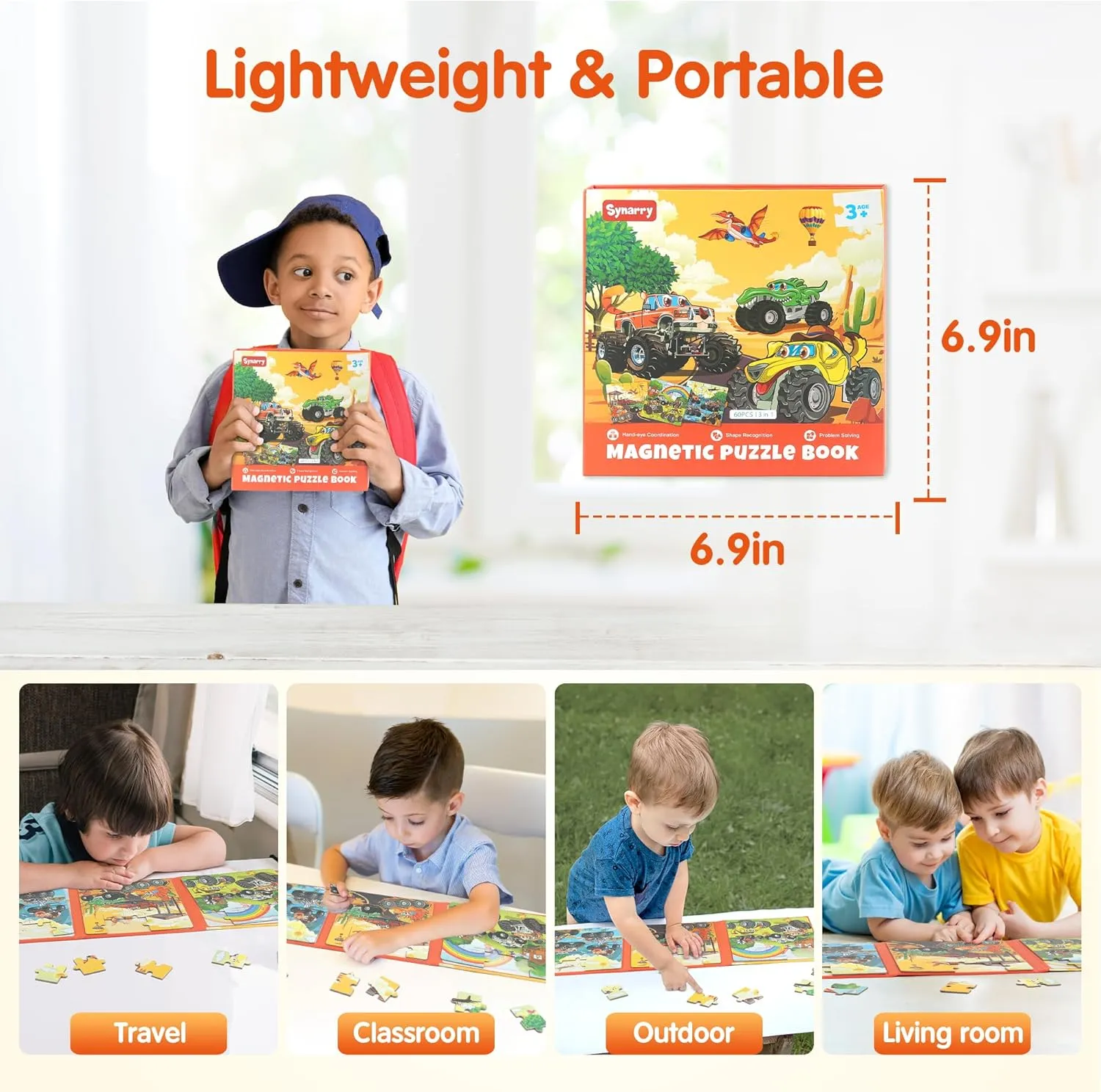 SYNARRY Magnetic Puzzles for Toddlers 3-5, 20 Pieces Travel Puzzles for Kids Ages 3-5, Car Airplane Road Trip Activities Magnet Games Toys for 3 4 5 6 Year Old Children Boys Girls Gifts