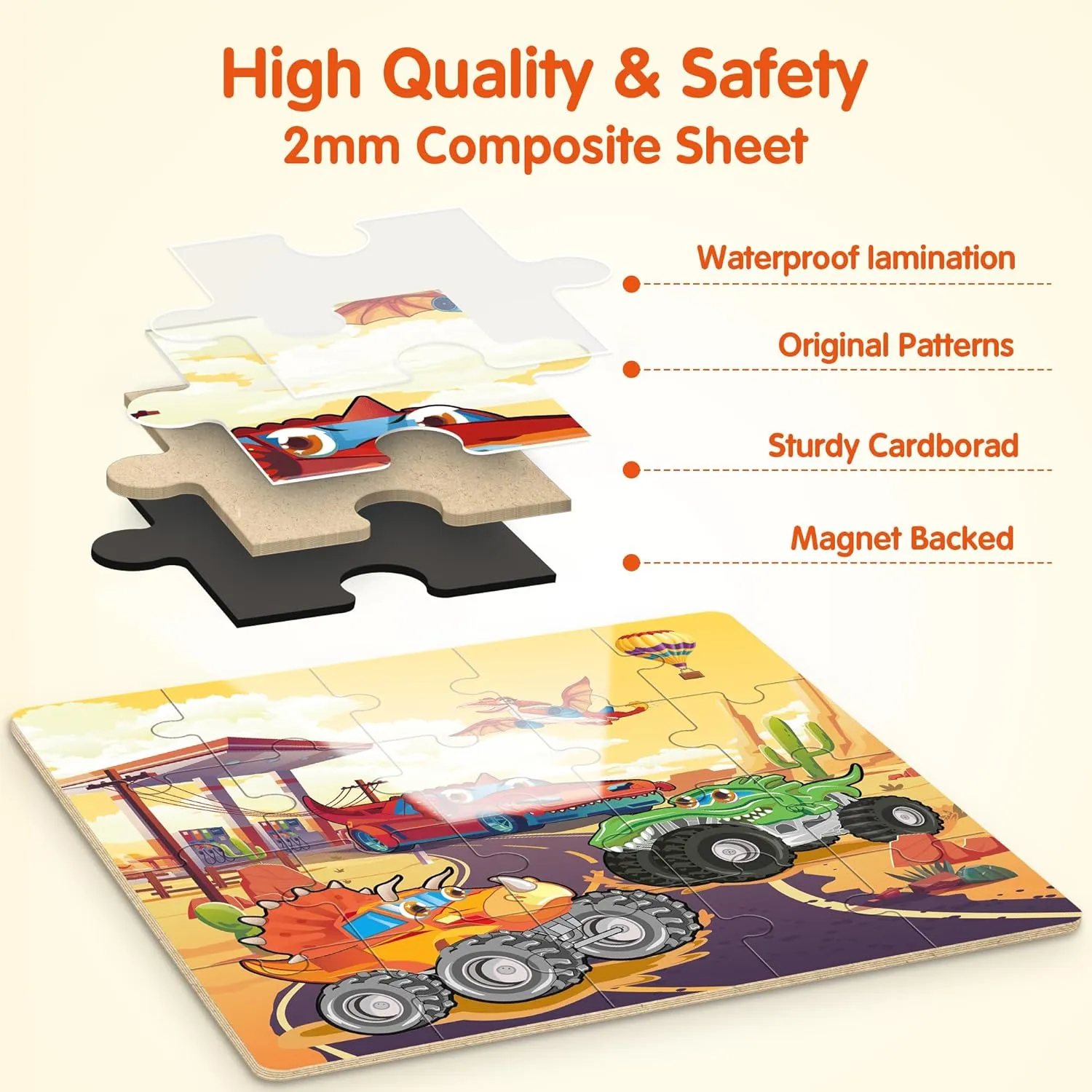 SYNARRY Magnetic Puzzles for Toddlers 3-5, 20 Pieces Travel Puzzles for Kids Ages 3-5, Car Airplane Road Trip Activities Magnet Games Toys for 3 4 5 6 Year Old Children Boys Girls Gifts