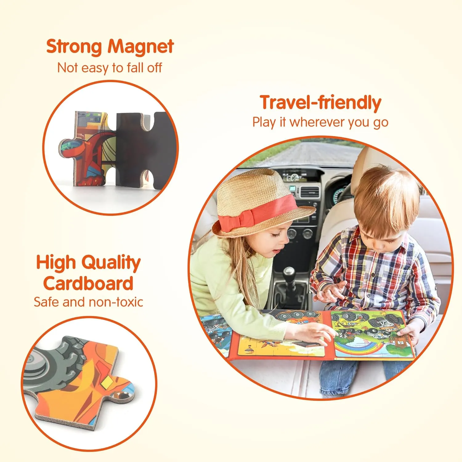 SYNARRY Magnetic Puzzles for Toddlers 3-5, 20 Pieces Travel Puzzles for Kids Ages 3-5, Car Airplane Road Trip Activities Magnet Games Toys for 3 4 5 6 Year Old Children Boys Girls Gifts