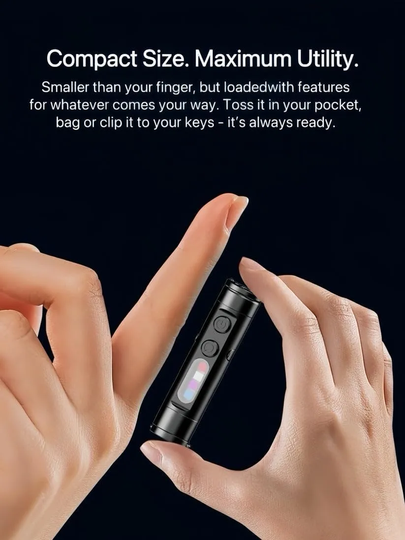 Taclite Mini – The Ultimate Everyday Micro Tool, Taclite Flashlight, Rechargeable LED Magnetic Super Bright Tactical Flashlight High Lumens, Dual Light System/3 Brightness/IP67 Waterproof (Black)