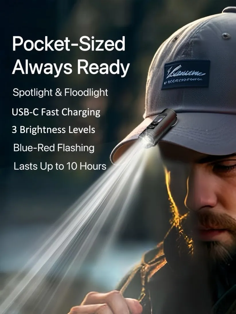Taclite Mini - The Ultimate Everyday Micro Tool, TacLite Mini Flashlight, Rechargeable LED Magnetic Super Bright Tactical Flashlight with Hat Clip/Waterproof/3 Brightness/Dual Light System (MIX)