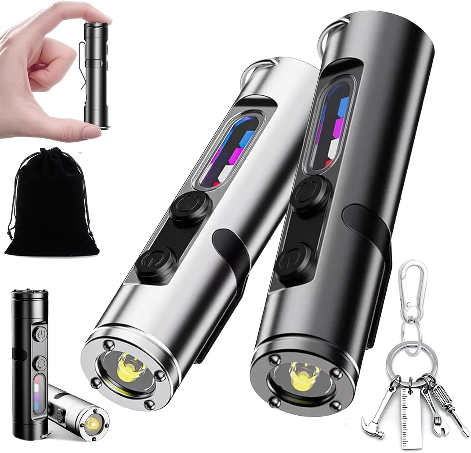 Taclite Mini - The Ultimate Everyday Micro Tool, TacLite Mini Flashlight, Rechargeable LED Magnetic Super Bright Tactical Flashlight with Hat Clip/Waterproof/3 Brightness/Dual Light System (MIX)