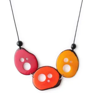 Tagua Necklace in Yellow, Orange and Red, Adjustable, Handmade Fair Trade, Lightweight by Florama Natural Jewelry