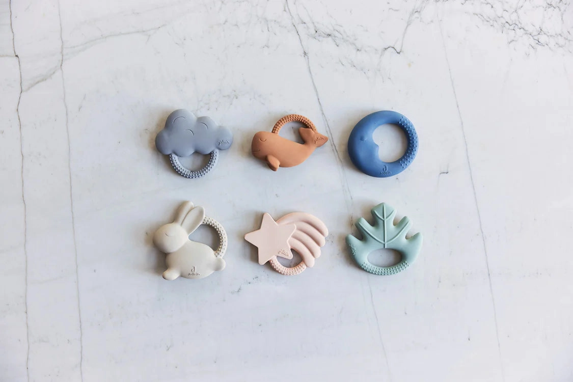 Teething Ring Rubber Moon - Jeans Blue