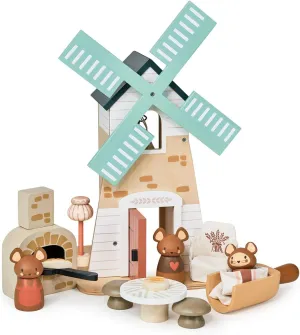 Tender Leaf Toys - Penny Windmill - Adorable Wooden Rotating Windmill with Toy Mouse Family and Accessories - Imaginative Play Set - Develop Creative Storytelling - Improve Fine Motor Skills - Age 3 