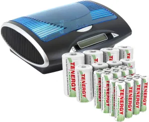 Tenergy T9688 Universal LCD Battery Charger   24 pack Centura Pre-Charged NiMH Batteries (8xAA, 8xAAA, 4xD, 4xC)