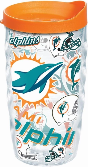 Tervis Made in USA Double Walled NFL Miami Dolphins Insulated Tumbler Cup Keeps Drinks Cold & Hot, 10oz Wavy, All Over