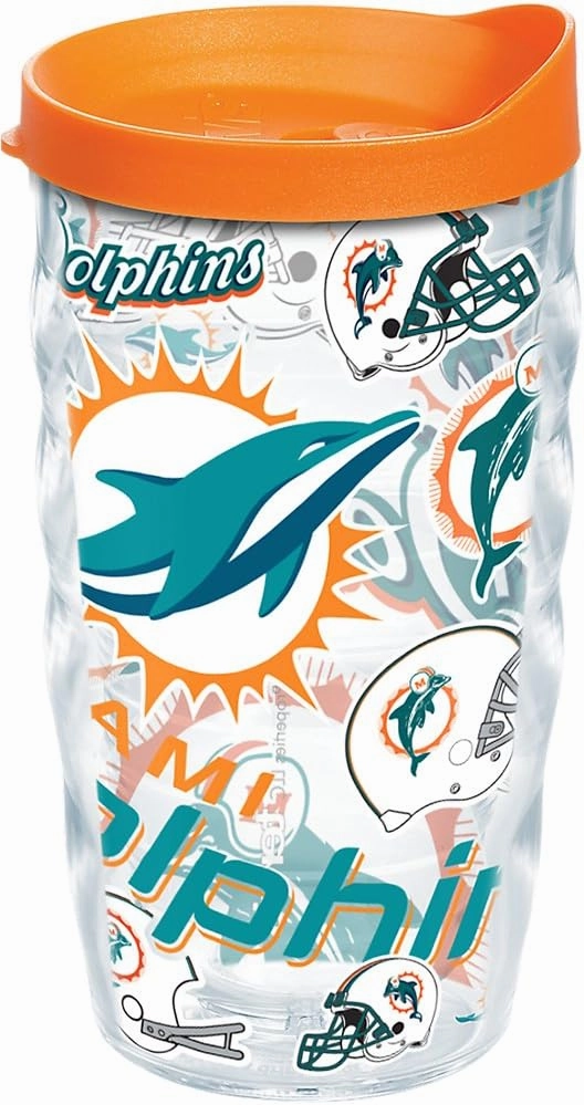 Tervis Made in USA Double Walled NFL Miami Dolphins Insulated Tumbler Cup Keeps Drinks Cold & Hot, 10oz Wavy, All Over