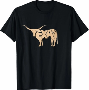Texas Longhorn Word Art - Cool Animal T-Shirt