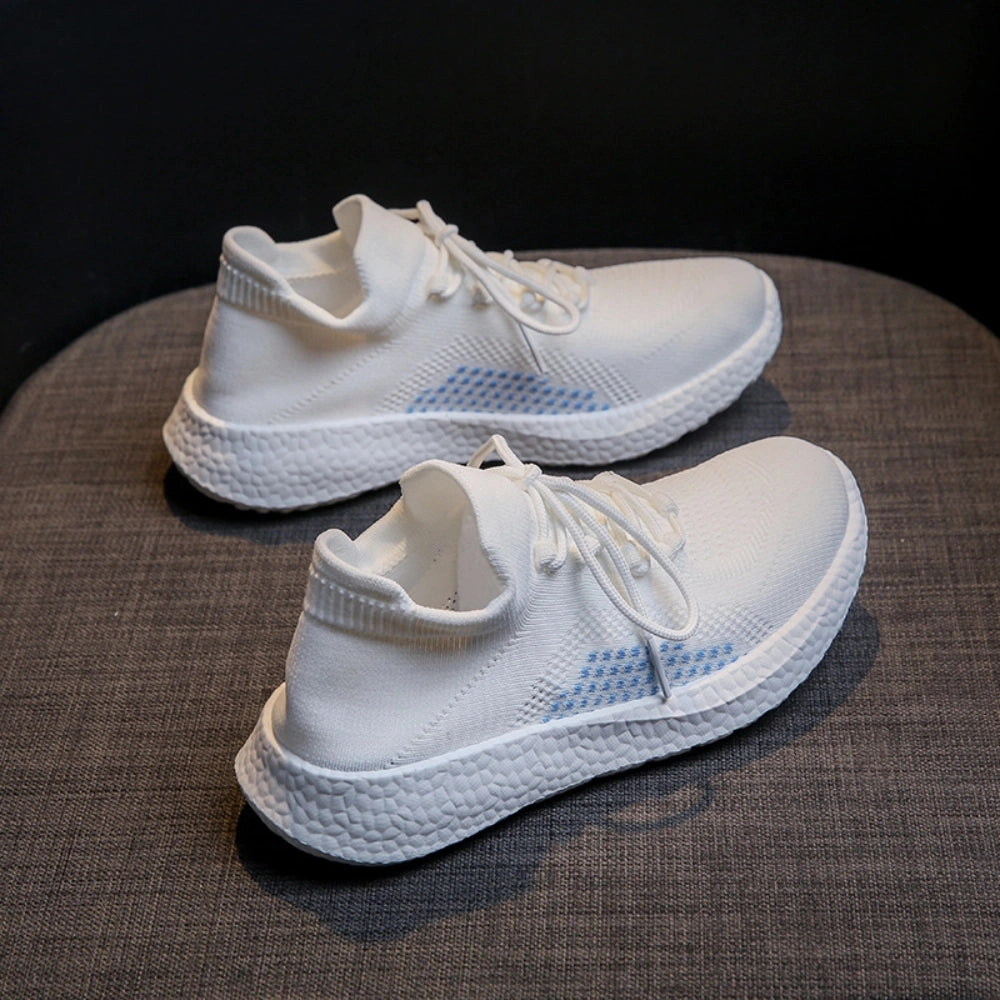 Textured White Sneakers - Eco-Friendly, Lightweight, Breathable