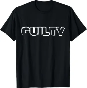 The word "GUILTY" rendered in white Rubik vinyl writing T-Shirt