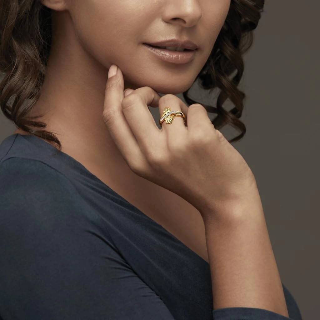 The Parni Ring, 0.086 Carat Moissanite Ring with 2.74 Gram 14k Gold Plated Sterling Silver Wedding, Engagement, Promise Ring|RING_MG_2652