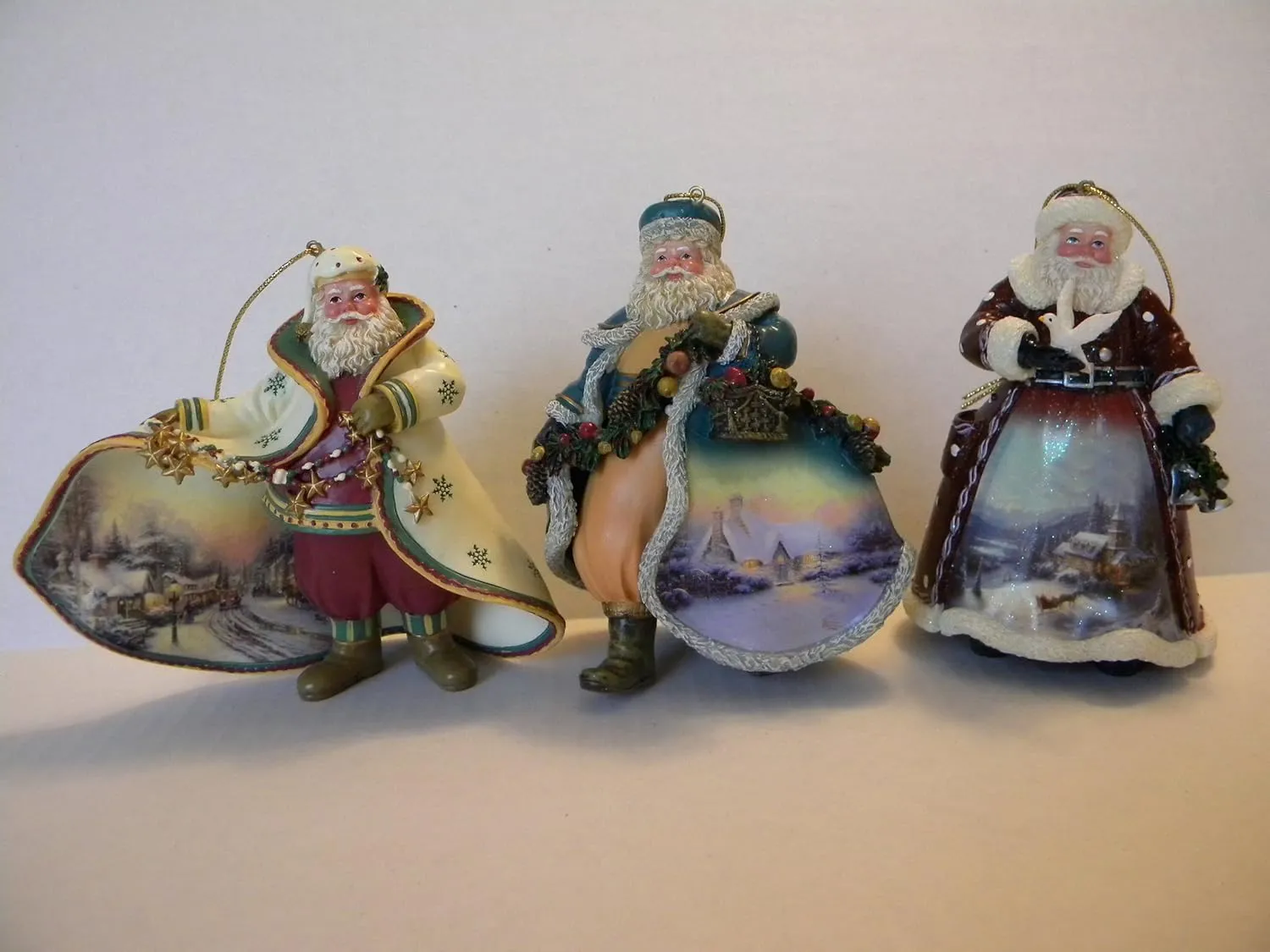 Thomas Kinkade Old World Santa Ornaments (Set of 3) Issue #5