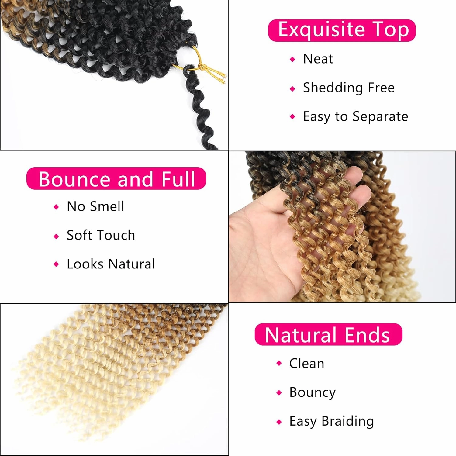Three Tone Passion Twist Hair, 18 Inch 7 Packs Water Wave Crochet Hair,Ombre Wrap Braiding Hair For Passion Twist Crochet Hair/Butterfly Locs/Spring Twist Crochet Braids Twist Hair(18in,1B/27/613#)