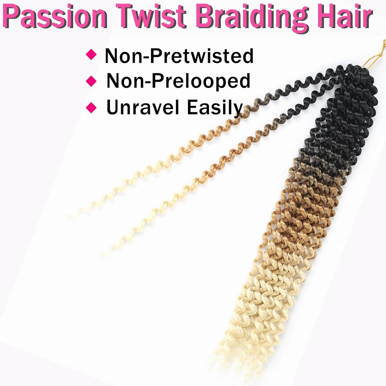Three Tone Passion Twist Hair, 18 Inch 7 Packs Water Wave Crochet Hair,Ombre Wrap Braiding Hair For Passion Twist Crochet Hair/Butterfly Locs/Spring Twist Crochet Braids Twist Hair(18in,1B/27/613#)