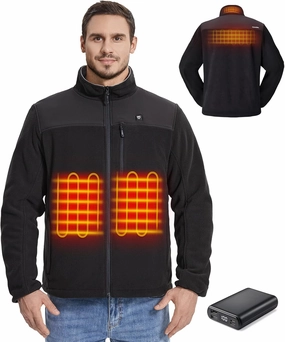 TIDEWE Heated Jacket Pro for Men, Rechargeable Battery-Powered Fleece Coat for Hunting (Black, Camo, Size S-XXXL)