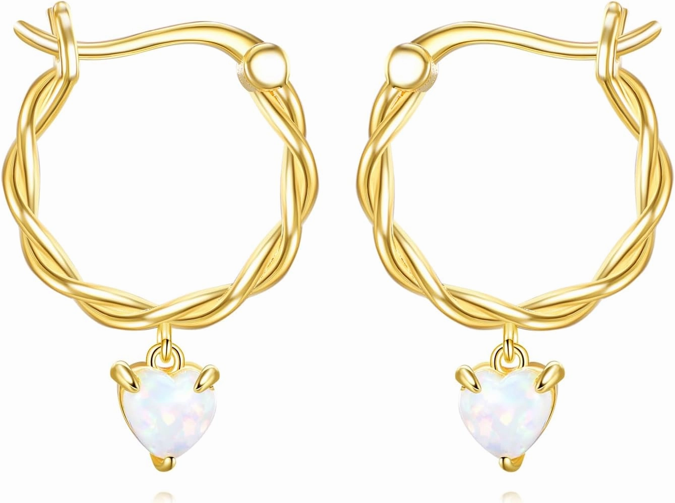 TIGER RIDER Heart Hoop Earrings Gold Plated 925 Sterling Silver Opal Ubimos Earrings Jewelry Gift for Women Birthday Christmas