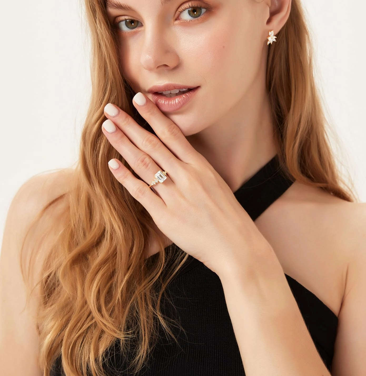TIGRADE 3CT Engagement Ring for Women Emerald Cut Cubic Zirconia Promise Ring 14K Gold Plated CZ Eternity Wedding Band Size 3-11