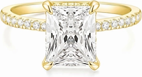 TIGRADE 4CT Engagement Ring for Women Radiant Cut Cubic Zirconia Wedding Band CZ Promise Anniversary Ring Size 3-13