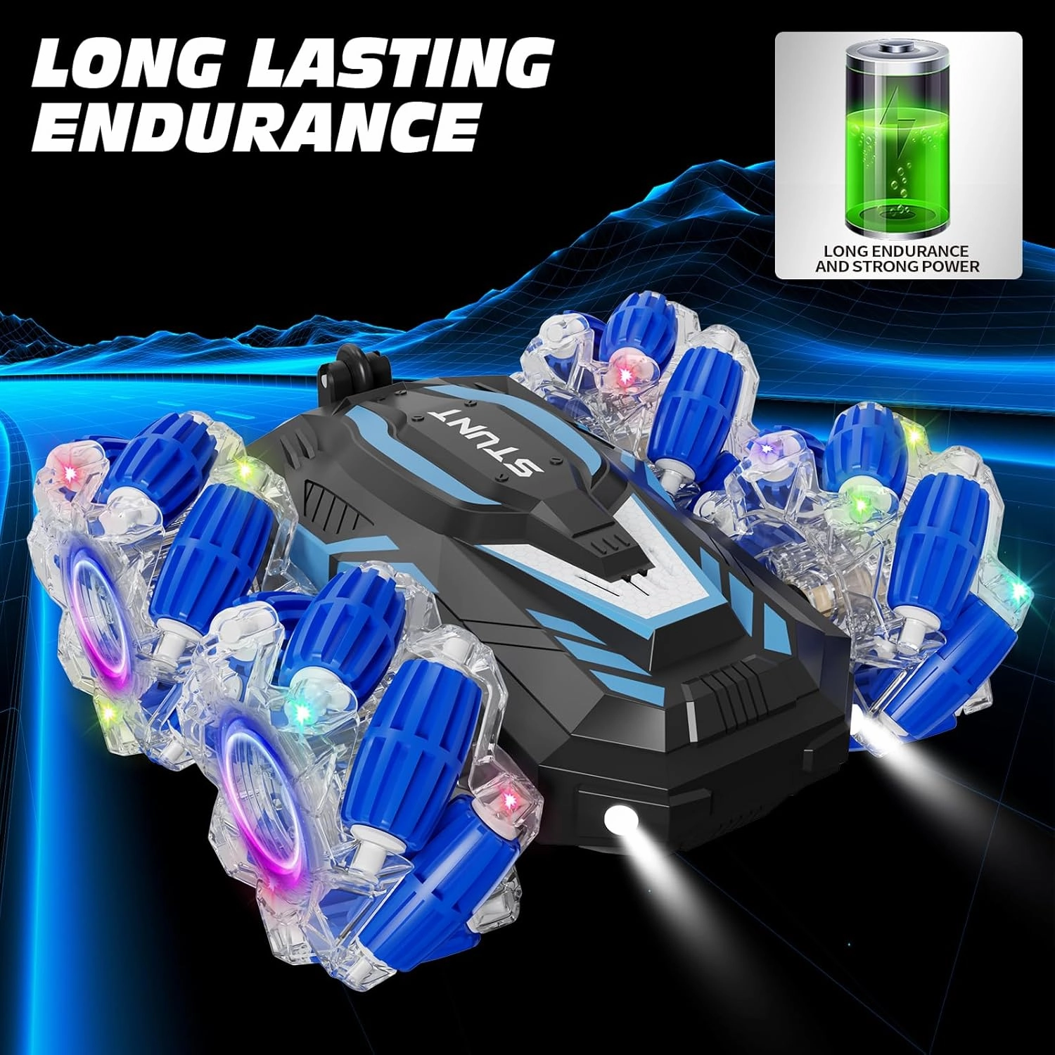 Toddler RC car，Gesture Sensing RC Stunt Car, Light and Music Remote Control Car, Double-Sided 360-degree Rotation Stunt Off-Road Vehicle, Birthday Gift for Boys and Girls Aged 3-12.