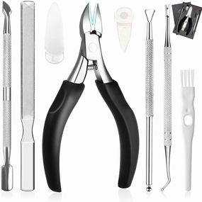 Toenail Clippers Kit, 8PCS Professional Nail Clippers for Men & Women, Premium Stainless Steel Surgery Grade Ingrown Toenail Treatment Manicure Tools Set for Seniors & Thick Toenails