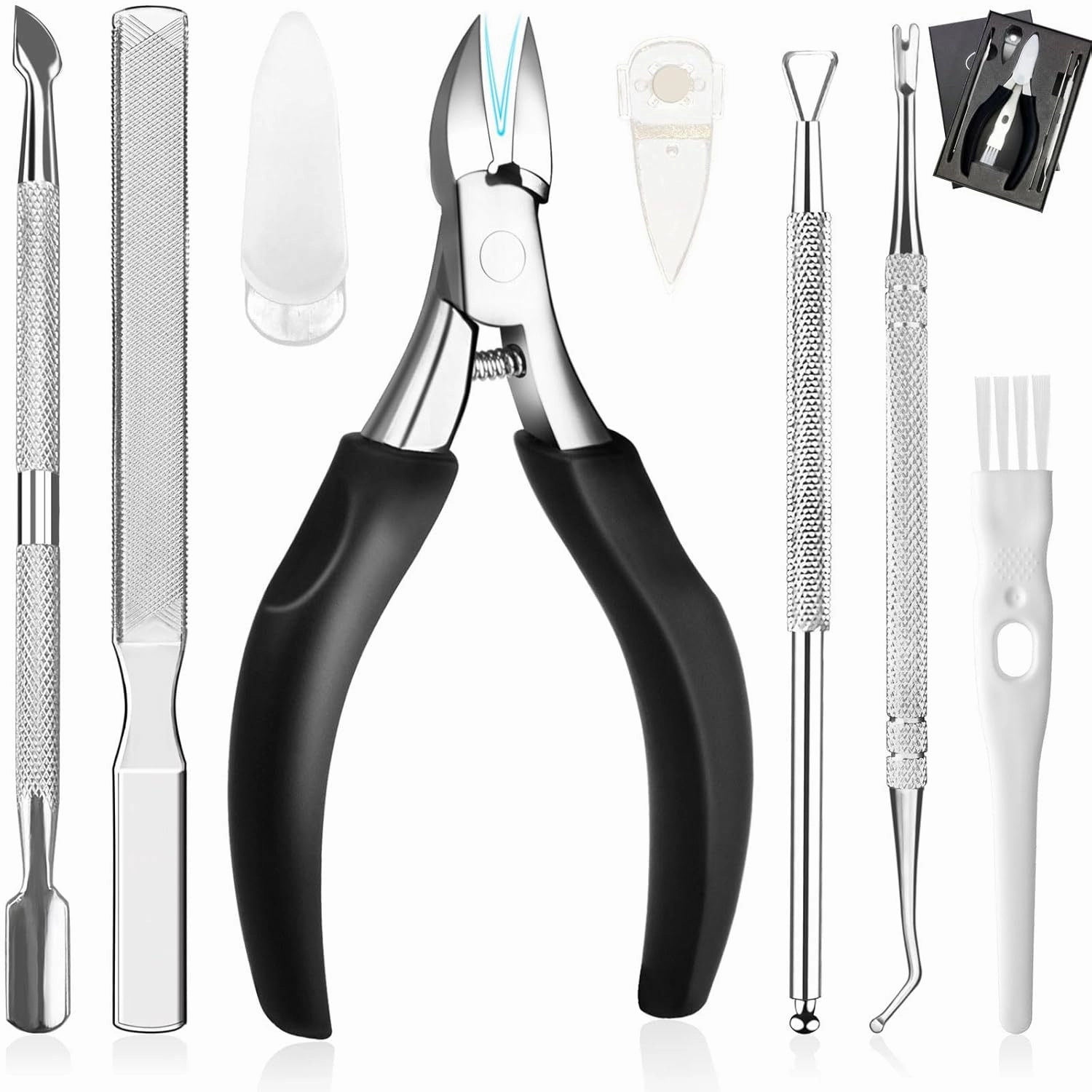 Toenail Clippers Kit, 8PCS Professional Nail Clippers for Men & Women, Premium Stainless Steel Surgery Grade Ingrown Toenail Treatment Manicure Tools Set for Seniors & Thick Toenails