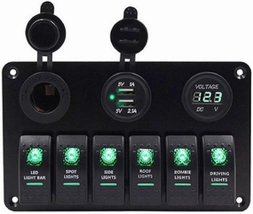 Toggle Switch Panel - MASO 12-24V 6 Gang Waterproof Dual USB Socket Charger Cigarette Lighter Socket Power Charge Adapter,for Yacht Boat Marine Rocker Car Truck RV etc.