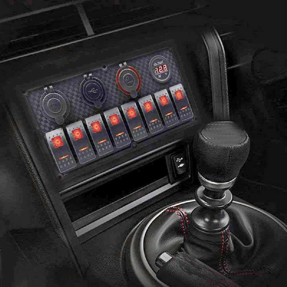 Toggle Switch Panel - MASO 12-24V 6 Gang Waterproof Dual USB Socket Charger Cigarette Lighter Socket Power Charge Adapter,for Yacht Boat Marine Rocker Car Truck RV etc.