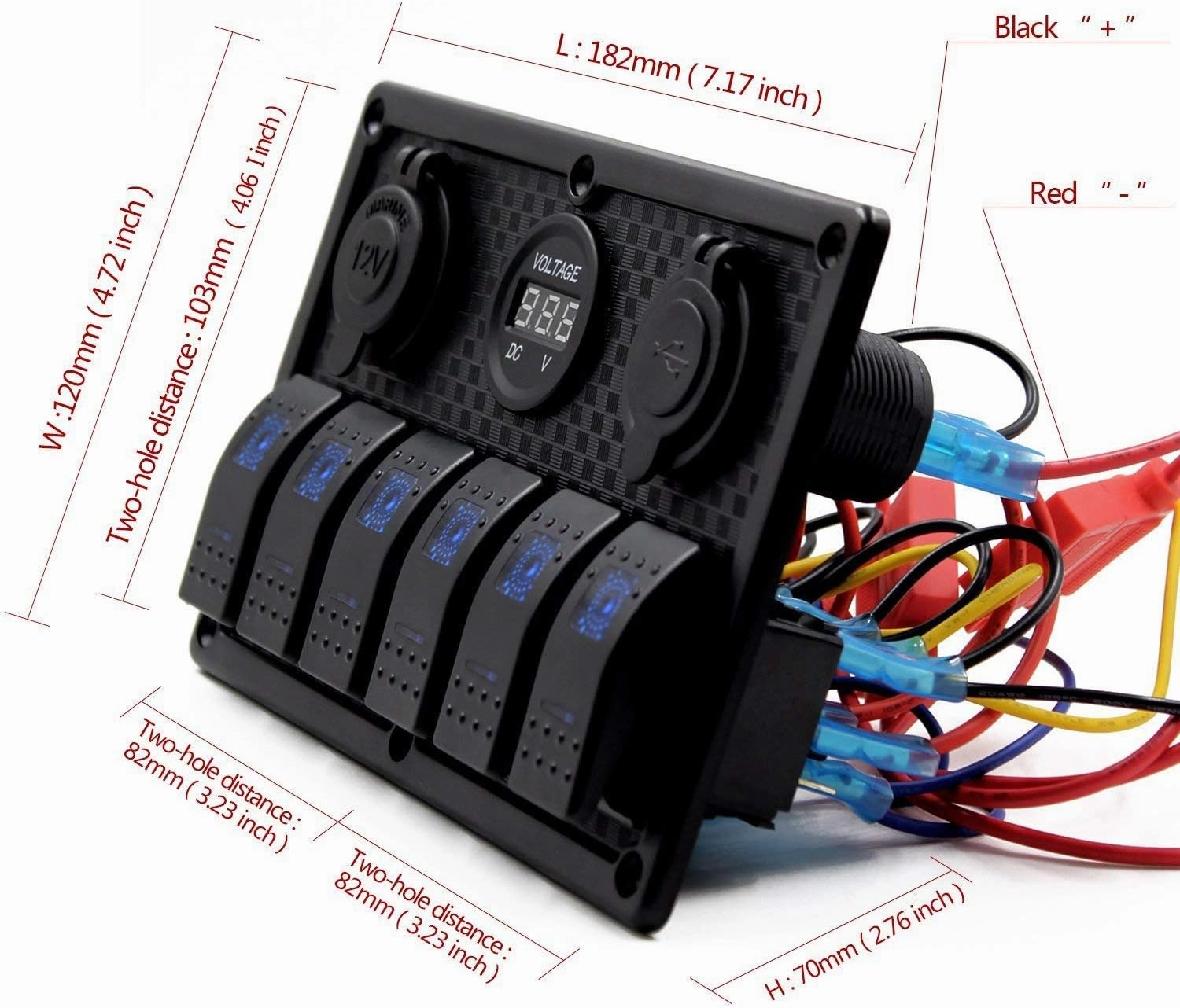 Toggle Switch Panel - MASO 12-24V 6 Gang Waterproof Dual USB Socket Charger Cigarette Lighter Socket Power Charge Adapter,for Yacht Boat Marine Rocker Car Truck RV etc.