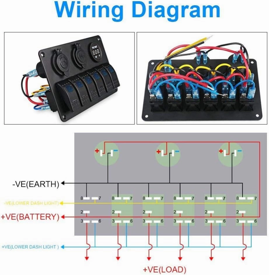 Toggle Switch Panel - MASO 12-24V 8 Gang Waterproof Dual USB Socket Charger Cigarette Lighter Socket Power Charge Adapter,for Yacht Boat Marine Rocker Car Truck RV etc.