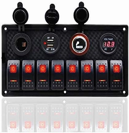 Toggle Switch Panel - MASO 12-24V 8 Gang Waterproof Dual USB Socket Charger Cigarette Lighter Socket Power Charge Adapter,for Yacht Boat Marine Rocker Car Truck RV etc.