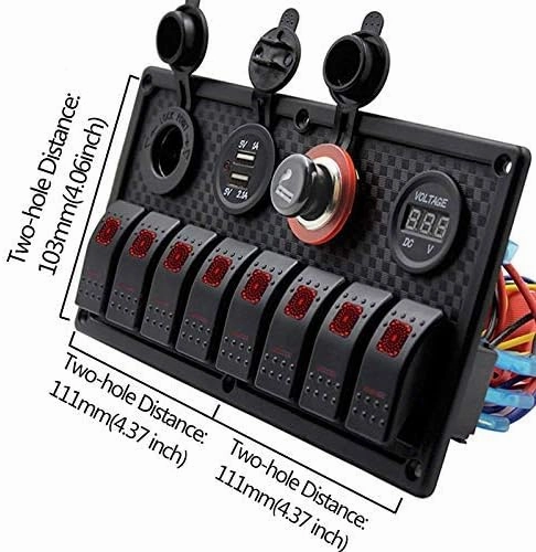 Toggle Switch Panel - MASO 12-24V 8 Gang Waterproof Dual USB Socket Charger Cigarette Lighter Socket Power Charge Adapter,for Yacht Boat Marine Rocker Car Truck RV etc.