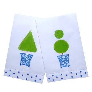 Topiary Linen Guest Towel Set