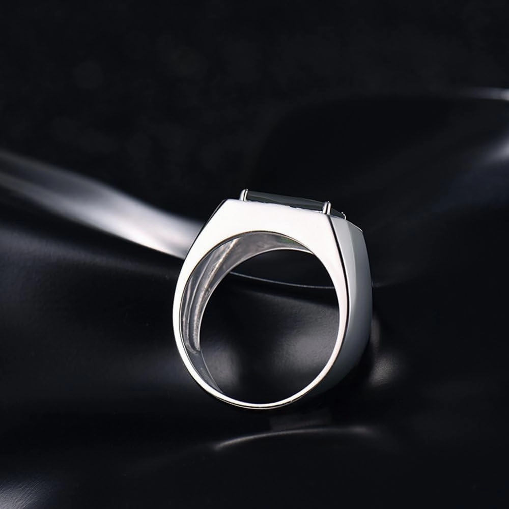 Tourmaline Ring For Men, 18K White Gold Rings - Green Tourmaline Ring with Diamond, Natural Tourmaline Green Stone Ring & Real Diamond Ring For Couple Engagement Ring