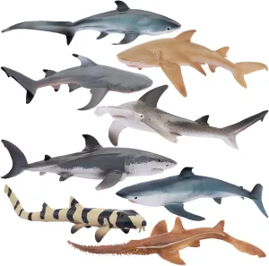 Toymany 8PCS Shark Toys Figurines, Realistic Sea Creatures Shark Toy for Kids 3-5 6-12, Ocean Sea Animal for Boy Girl Baby Shark Cake Topper Educational Figures (5 * 3IN)